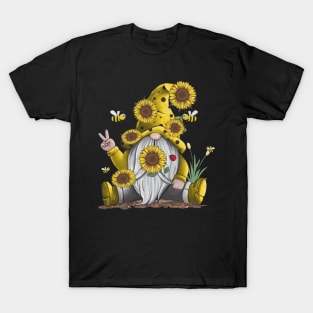 Gnome With Bee Sunflower Hippie T-Shirt